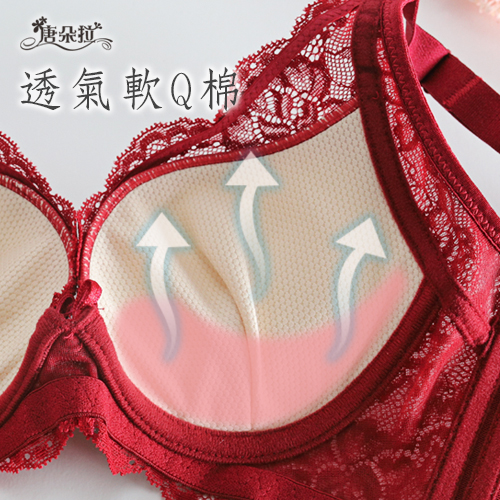 台灣製花朵蕾絲軟鋼圈內衣 性感深V蕾絲 /機能型/內衣內褲-紅色 32.34.36.38 B.C(7092)-唐朵拉 3