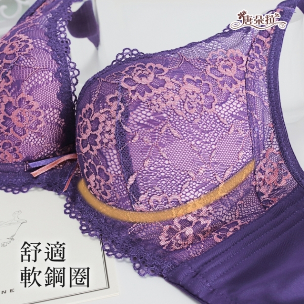 台灣製低脊心蕾絲軟鋼圈內衣 性感深V蕾絲 /機能型內衣 32.34.36.38 B.C-藍紫色(7099)-唐朵拉 4
