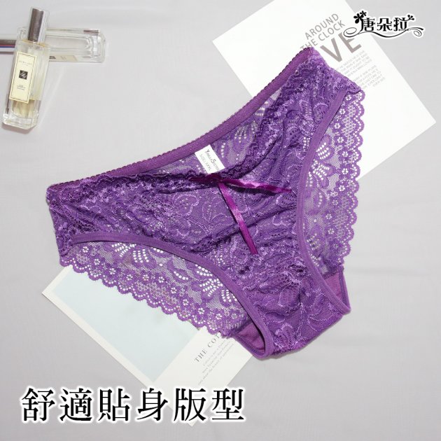 棉柔蕾絲三角內褲/低腰無痕內褲/法式細緻蕾絲內褲/性感/XL-XXL中大尺碼【 唐朵拉 】(396) 2