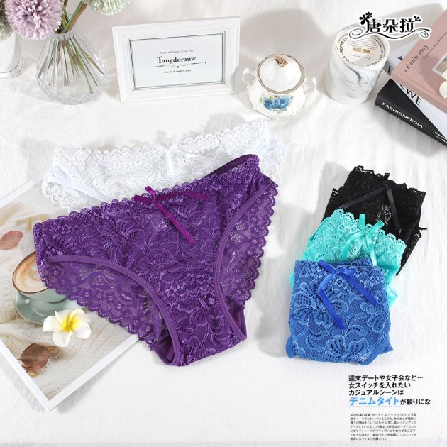 棉柔蕾絲三角內褲/低腰無痕內褲/法式細緻蕾絲內褲/性感/XL-XXL中大尺碼【 唐朵拉 】(396) 5