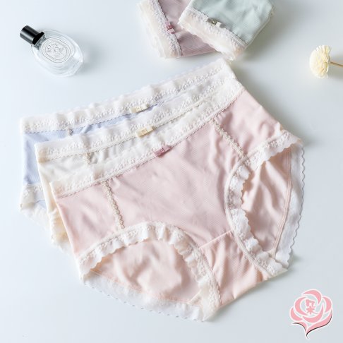 甜美蕾絲蝴蝶結 桑蠶絲褲底內褲 輕薄親膚包臀 透氣乾爽/柔軟手感 /L-XL女內褲【 唐朵拉 】(337) 5